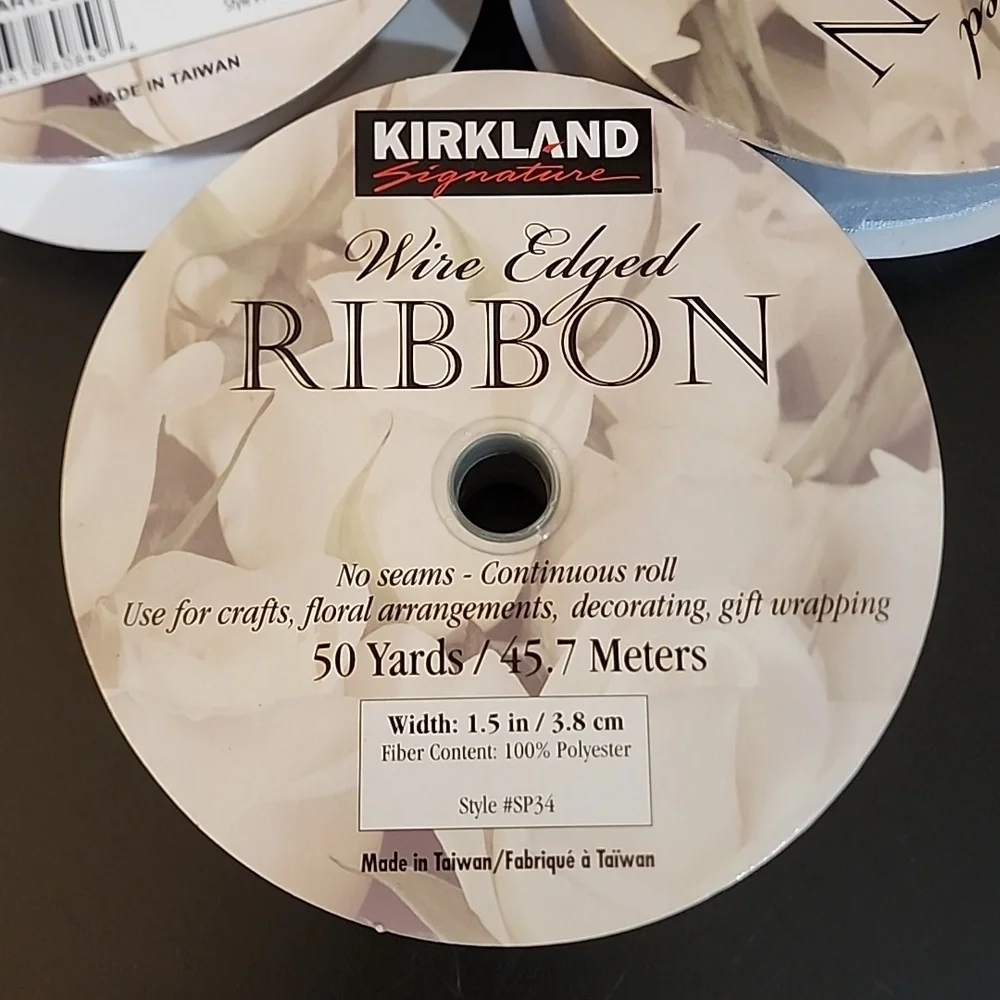 3 Rolls Kirkland Wire-edged Ribbon, 65 yards approx total